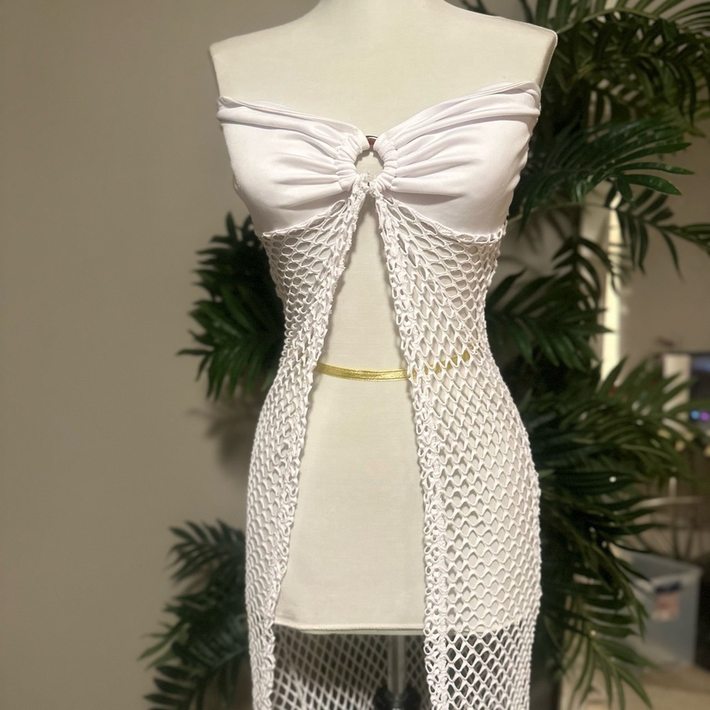 White Mesh Cover-Up Dress